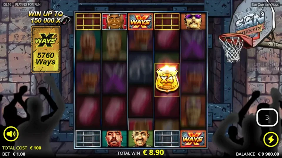 San Quentin xWays®: Reel five turned fully Wild next to an x4 inmate on 2,880 ways