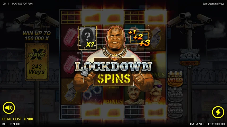 San Quentin xWays®: Lockdown Spins title card after the EUR 100 ticket