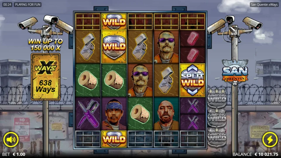 San Quentin xWays®: Wilds from the opened cells on 638 ways