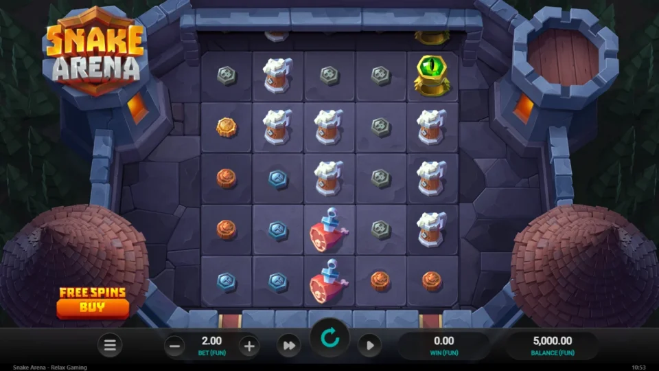 Snake Arena: Base reels at a FUN 2 stake