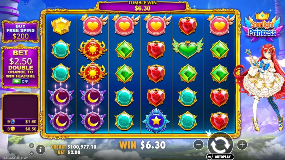 Starlight Princess: win 3.1x (6.3) on media spin 84