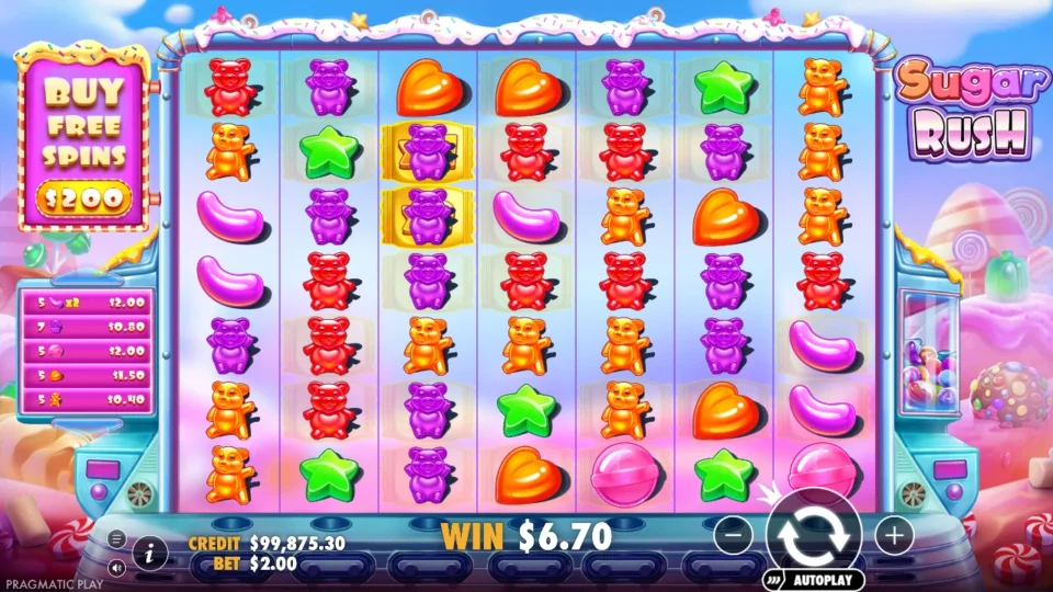 Sugar Rush: win 3.4x (6.7) on media spin 95