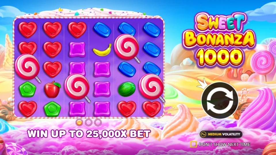 Sweet Bonanza 1000: intro screen, slide 1