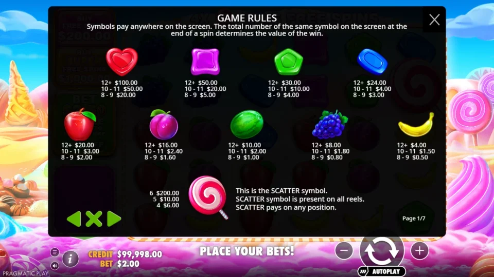 Sweet Bonanza 1000 rules, page 1