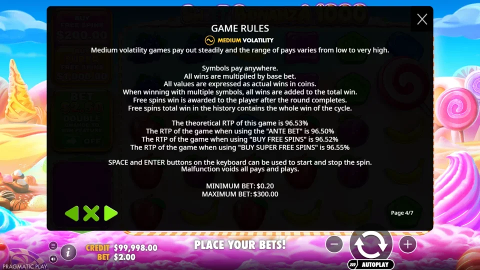 Sweet Bonanza 1000 rules, page 4