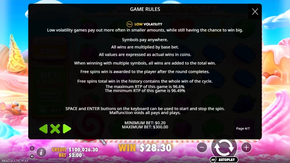 Sweet Bonanza rules, page 4
