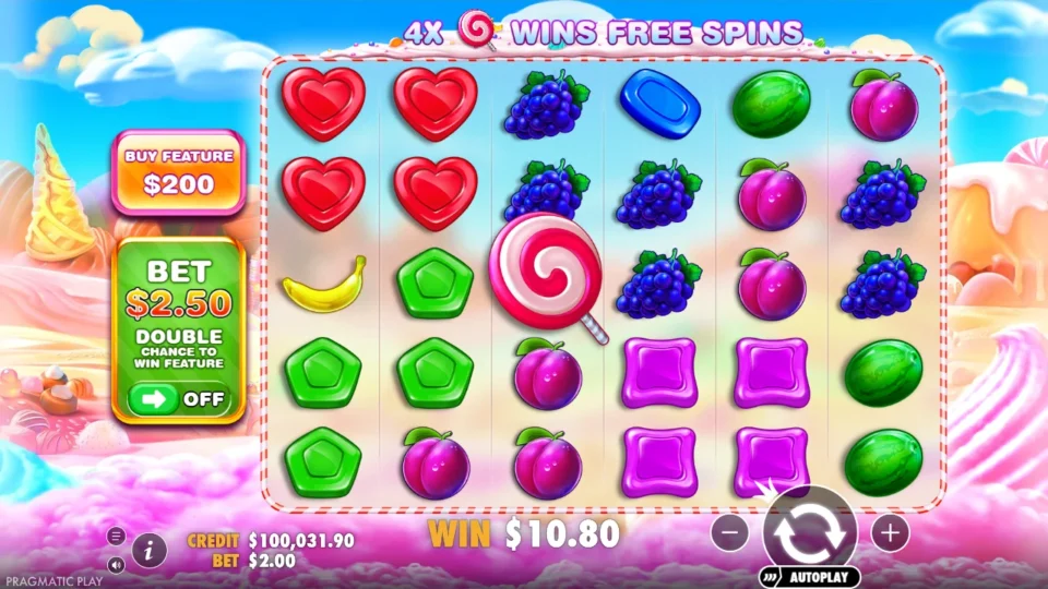 Sweet Bonanza: win 5.4x (10.8) on media spin 3