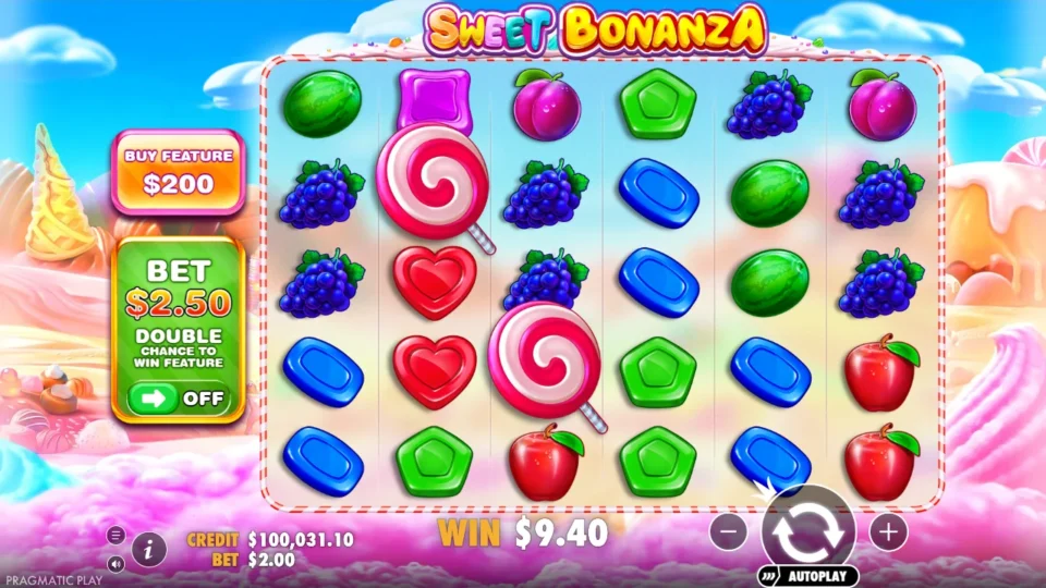 Sweet Bonanza: win 4.7x (9.4) on media spin 42