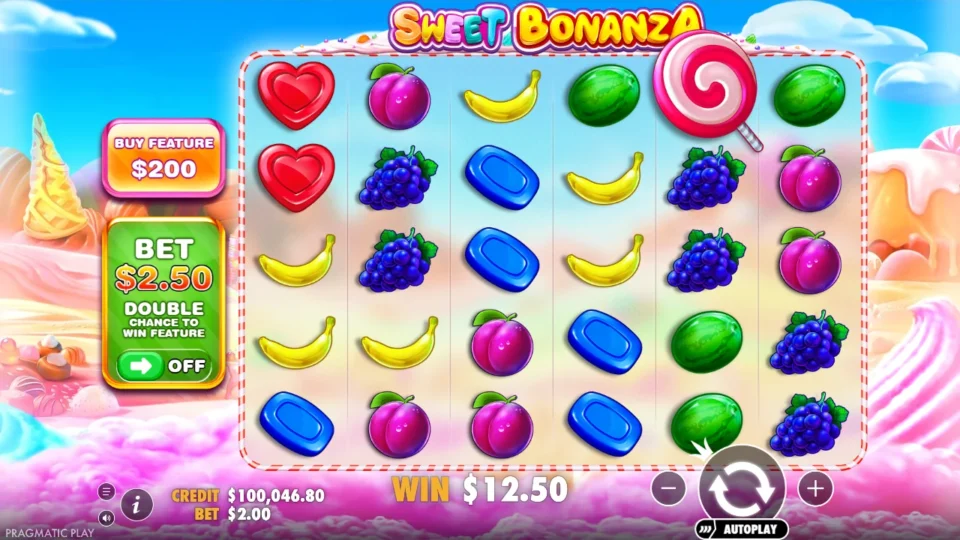 Sweet Bonanza: win 6.2x (12.5) on media spin 68