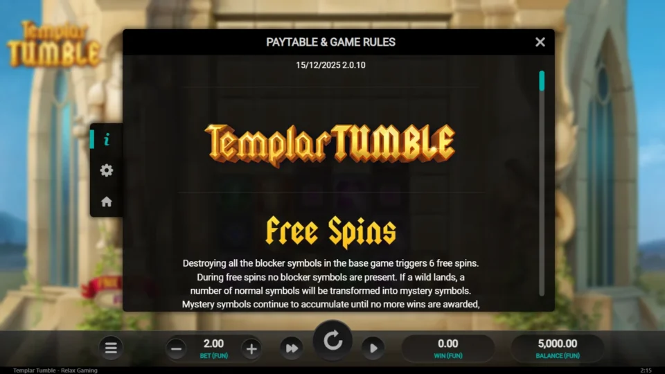 Templar Tumble rules, page 1