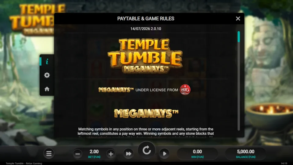 Temple Tumble rules, page 1