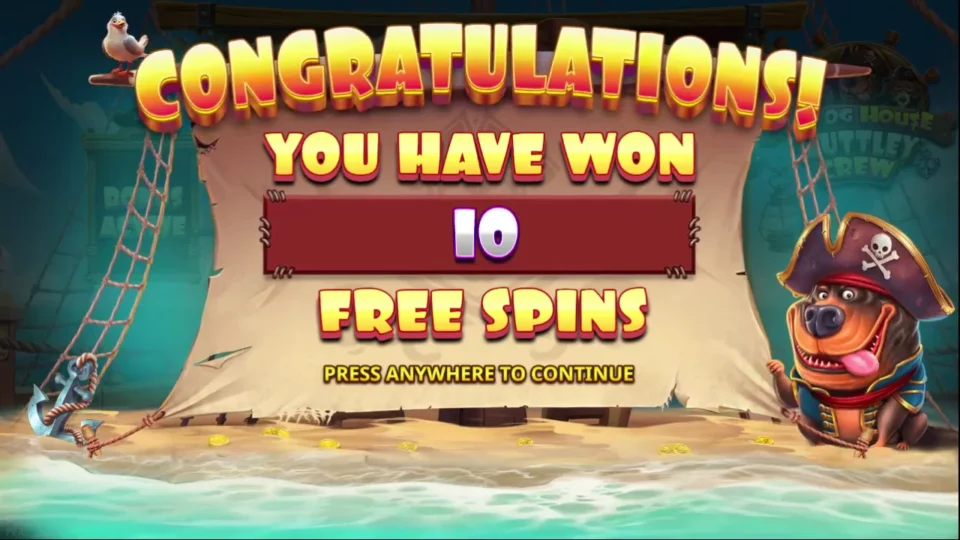 The Dog House Muttley Crew: Purchased entry in the separate media session: 10 free spins for USD 200.