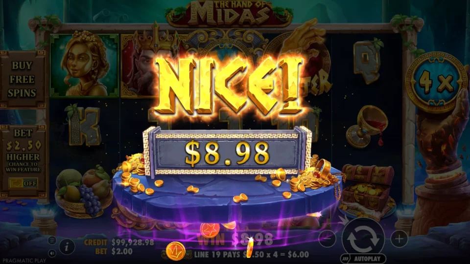 The Hand of Midas: big win 17.0x (34.0) on media spin 77