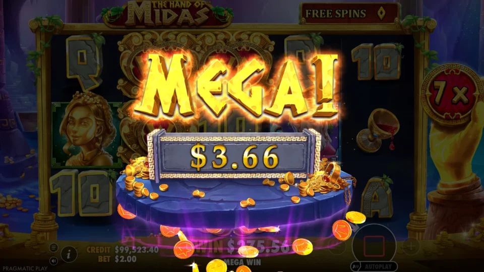 The Hand of Midas: free spins result: 337.0 (bonus buy)