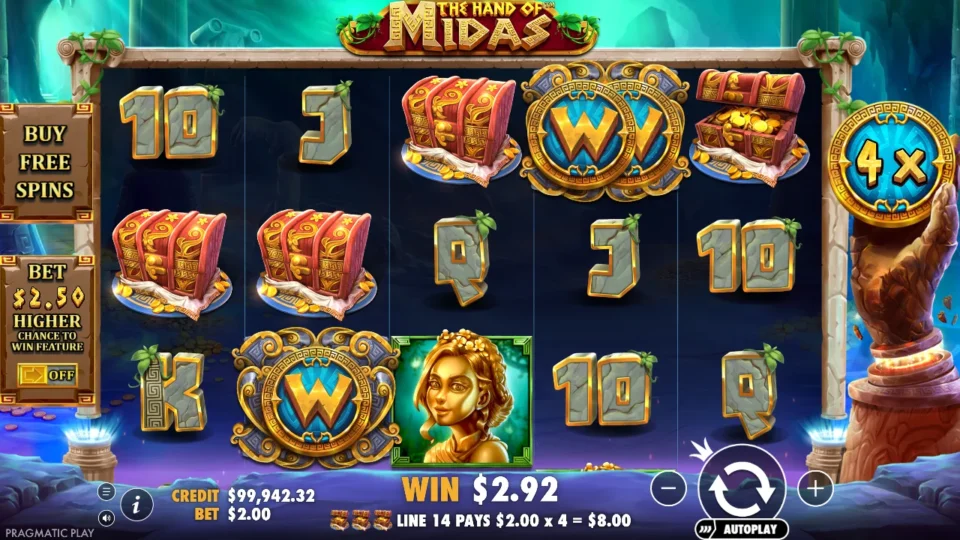 The Hand of Midas: win 4.0x (8.0) on media spin 62