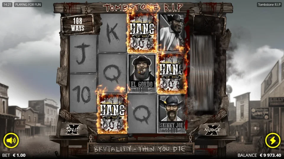 Tombstone R.I.P: Three Hang 'em High Scatters burn on the middle reels