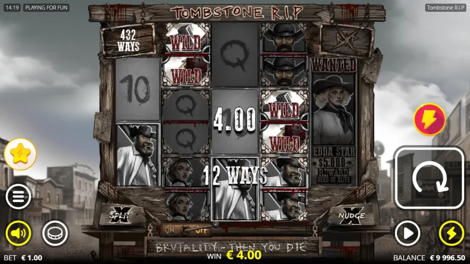 Tombstone R.I.P: Split Wilds open 12 ways for a EUR 4.00 win