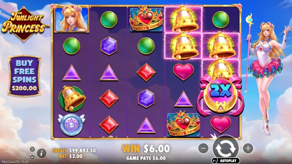 Twilight Princess: A bell cluster with a 2x wild returns USD 6