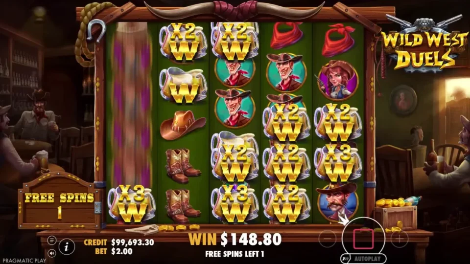 Held 2x and 3x wilds remain while the next spin runs