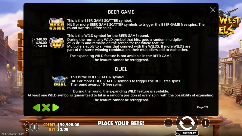 Wild West Duels rules, page 2