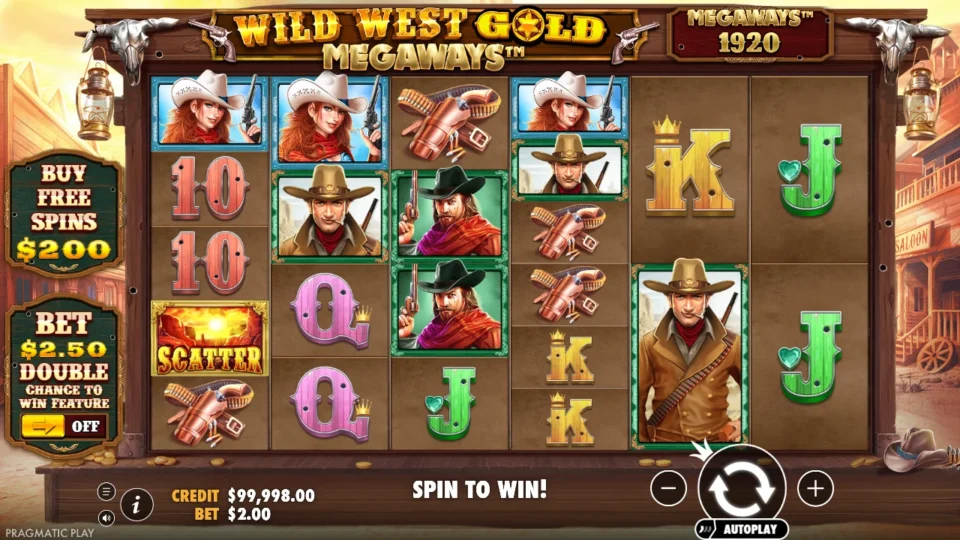 Wild West Gold Megaways: base game, start screen