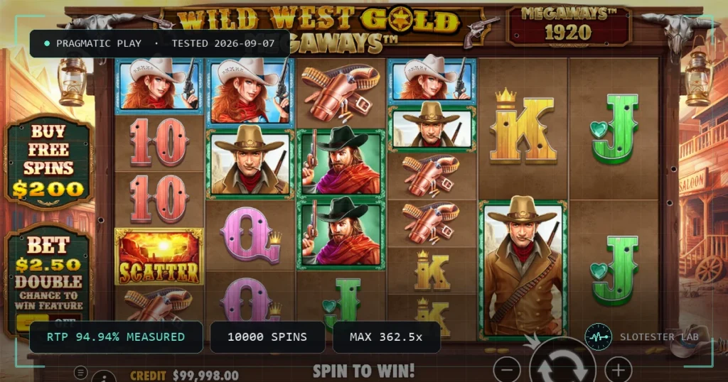 Wild West Gold Megaways — Slotester Lab test cover