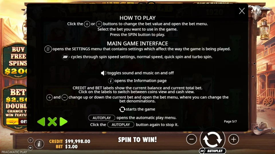 Wild West Gold Megaways rules, page 5