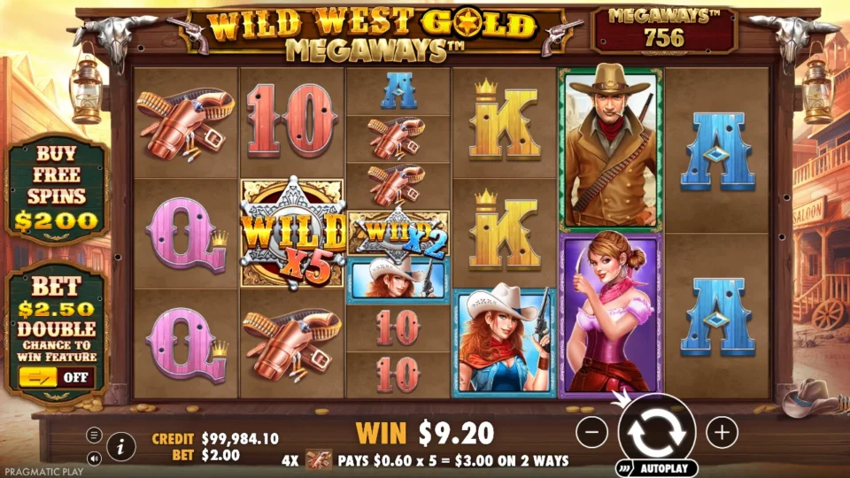 Wild West Gold Megaways: win 4.6x (9.2) on media spin 17