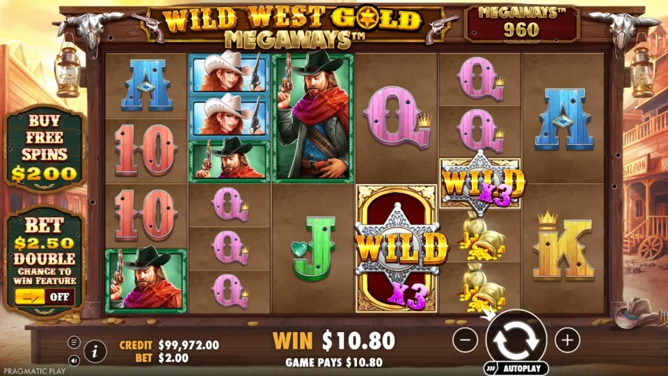 Wild West Gold Megaways: win 5.4x (10.8) on media spin 31