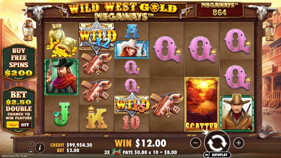 Wild West Gold Megaways: win 6.0x (12.0) on media spin 80