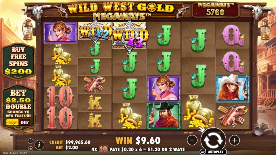 Wild West Gold Megaways: win 4.8x (9.6) on media spin 85