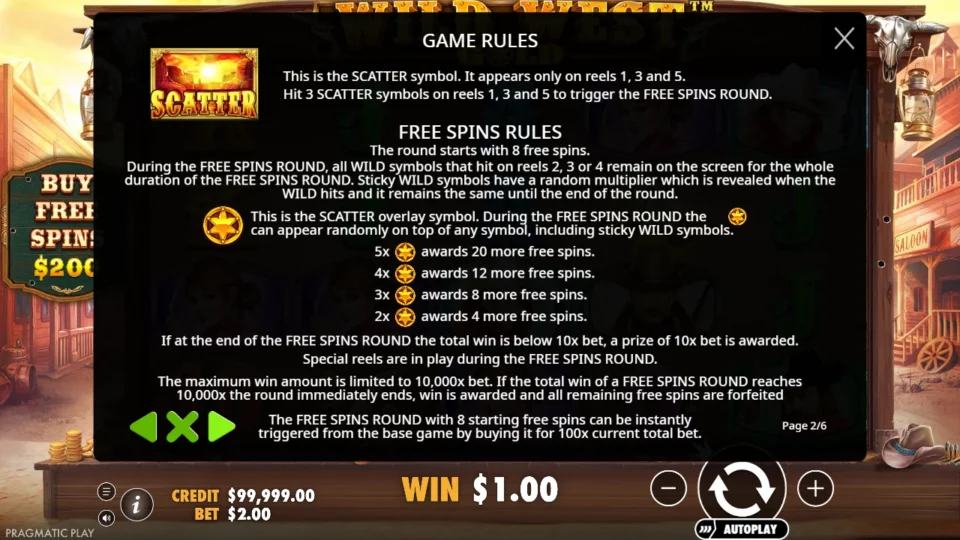 Wild West Gold rules, page 2