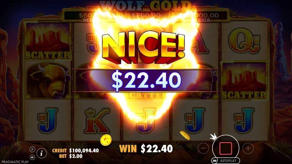 Wolf Gold: free spins triggered (natural trigger) on round 25