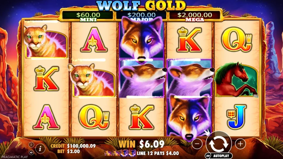 Wolf Gold: win 4.4x (8.8) on media spin 2