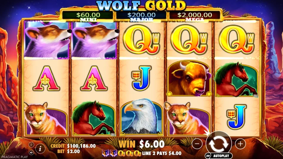 Wolf Gold: win 3.0x (6.0) on media spin 83