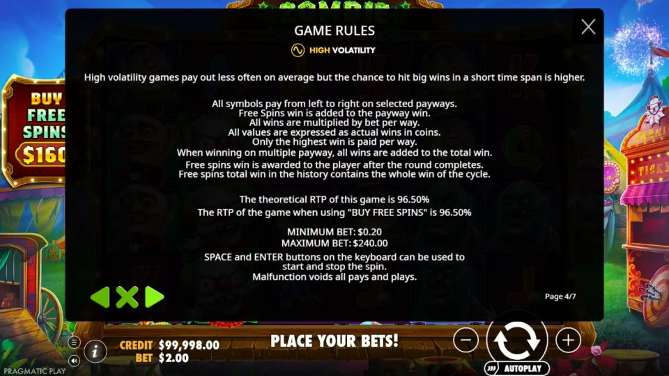 Zombie Carnival rules, page 4