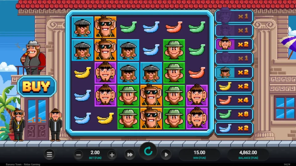 Banana Town: Green bananas reach 8x during a round that pays FUN 15