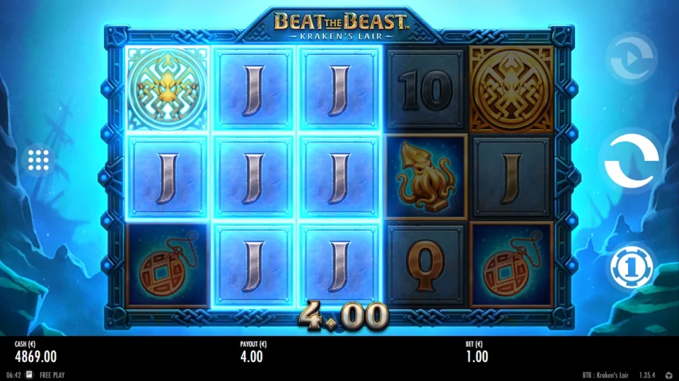 Beat the Beast: Kraken’s Lair: Expanded Jacks cover reels two and three between two Emblems for EUR 4.00