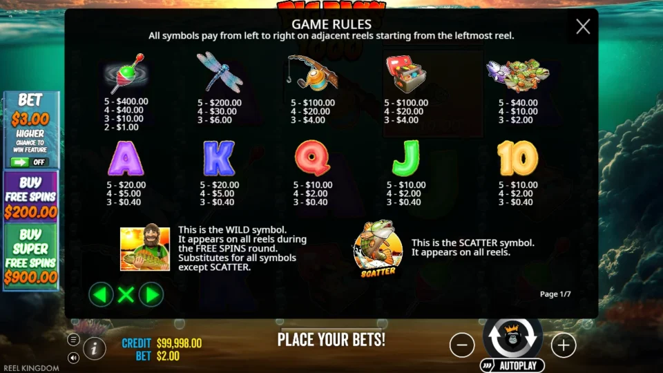 Big Bass Bonanza 1000 rules, page 1