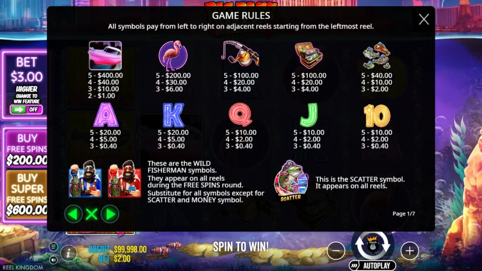 Big Bass Vegas Double Down Deluxe rules, page 1