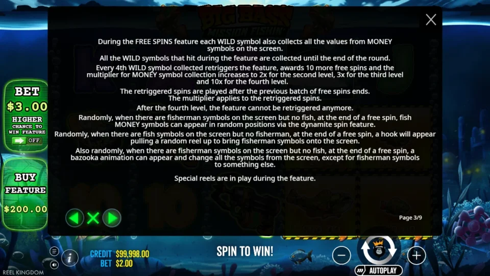 Big Bass Mission Fishin rules, page 3