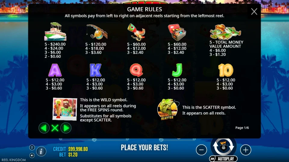 Bigger Bass Bonanza rules, page 1