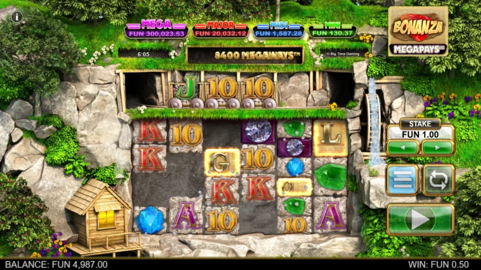 Bonanza Megapays: G, O and L light up during the reactions of the spin that opened 12 free spins