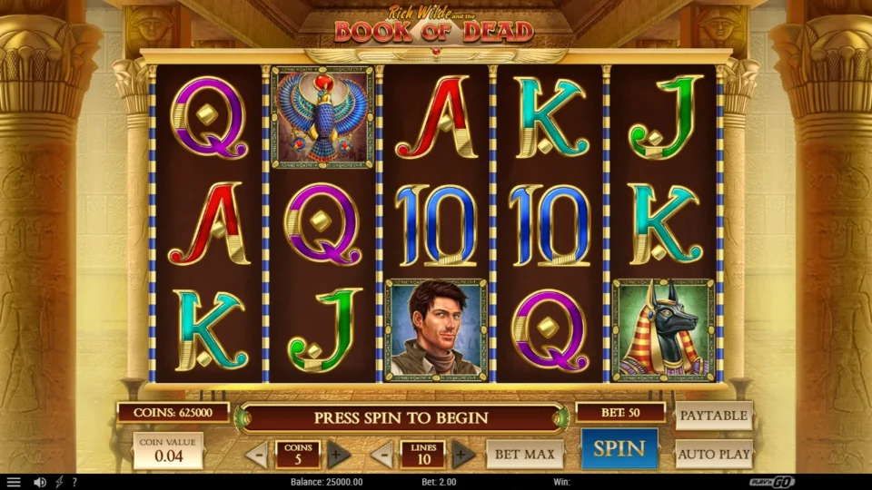Book of Dead demo game field