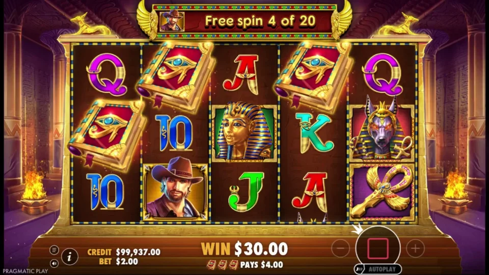 Book of the Fallen: Three Books add ten spins; the fourth free spin now belongs to a twenty-spin feature