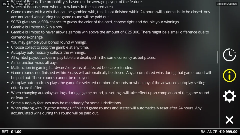 Book of Shadows rules, page 10