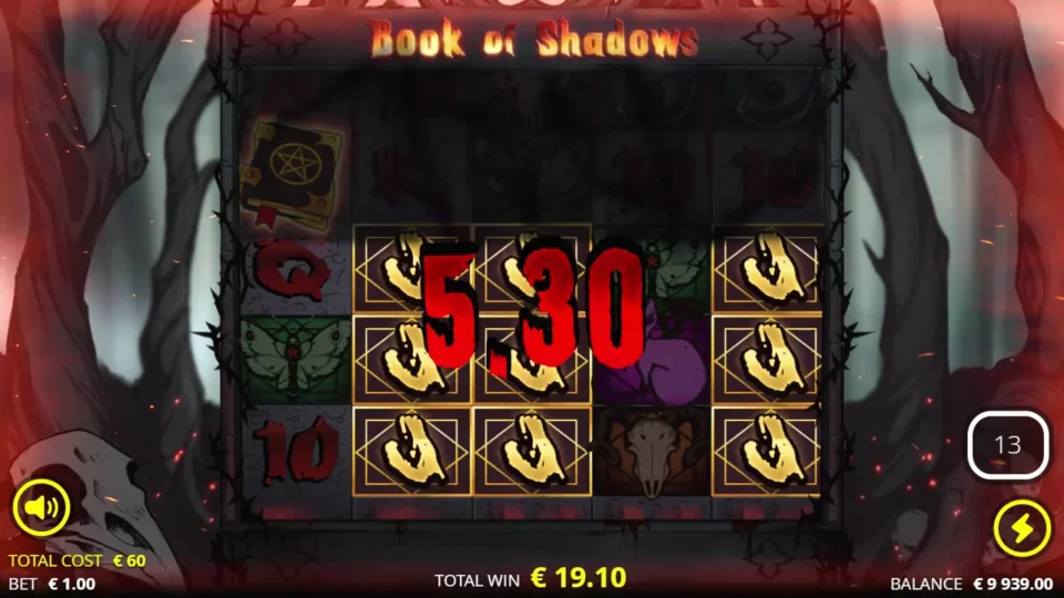 Book of Shadows: Golden Jacks fill reels two, three and five, paying across the gap on reel four