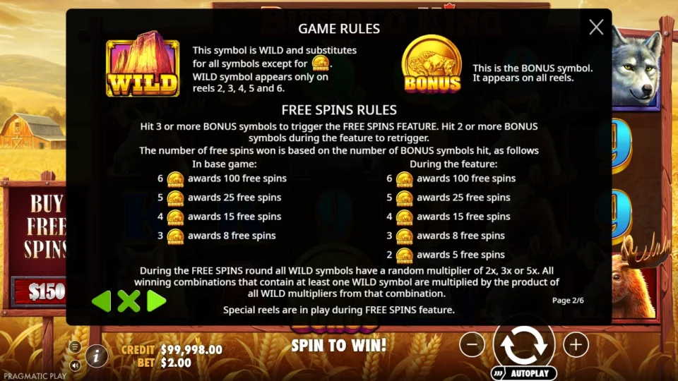Buffalo King rules, page 2
