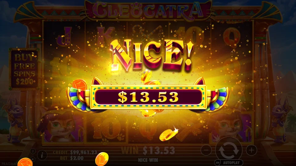 Cleocatra: The Nice win animation is still counting at USD 13.53