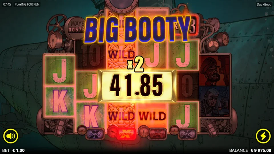Das xBoot: The Big Booty count-up passes EUR 41.85 with Wilds on both middle reels